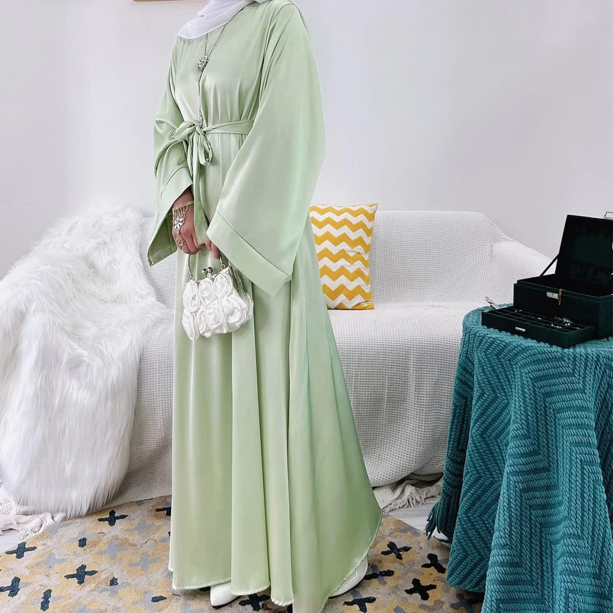 Woman Muslim Long Dress Ramadan Robes Islamic Women Long-Sleeved Robes Ethnic Style Arabian Robe