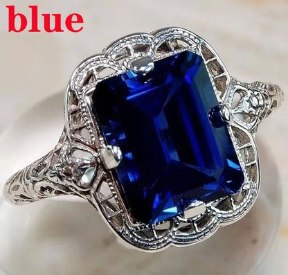 Women 2.8CT Yellow Gems 925 Silver Plated Ring Jewelry (Choice Color and Size )