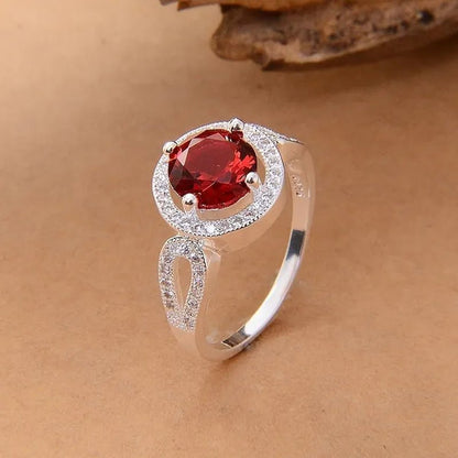 Women 925 Silver Plated Ruby Wedding Promise Party Ring Size 6 - 10 (Choice Size ) - WORLD TIME VISITS