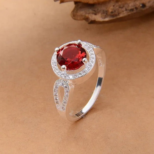 Women 925 Silver Plated Ruby Wedding Promise Party Ring Size 6 - 10 (Choice Size ) - WORLD TIME VISITS