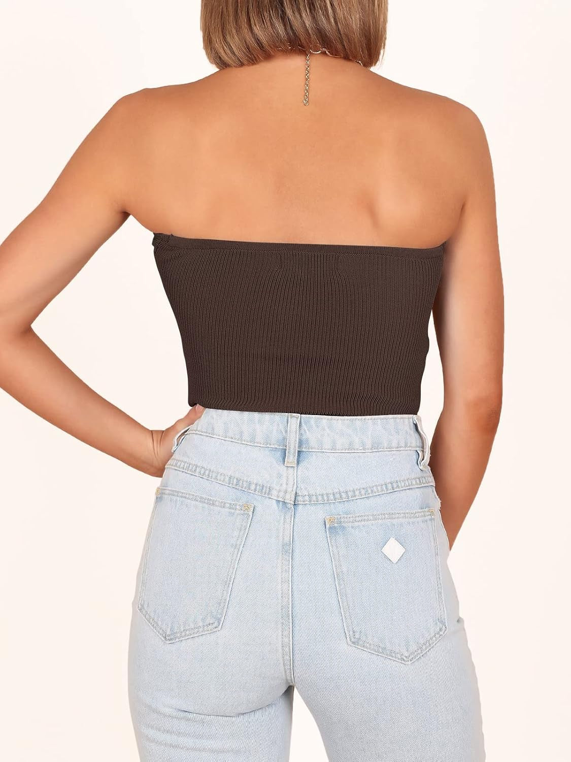 Women Crop Tube Tops Bandeau Strapless Ribbed Knit Twist Knot Y2K Corset Tanks Top 2025 Summer Vacation Outfits
