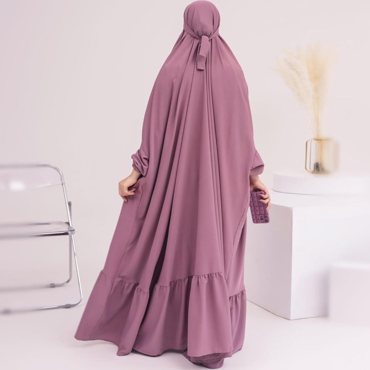 Women Jilbab Islamic Prayer Dress Muslim Dress for Woman Muslim Maxi Abaya Eid Ramadan Formal Gown with Sleeve Prayer Dress