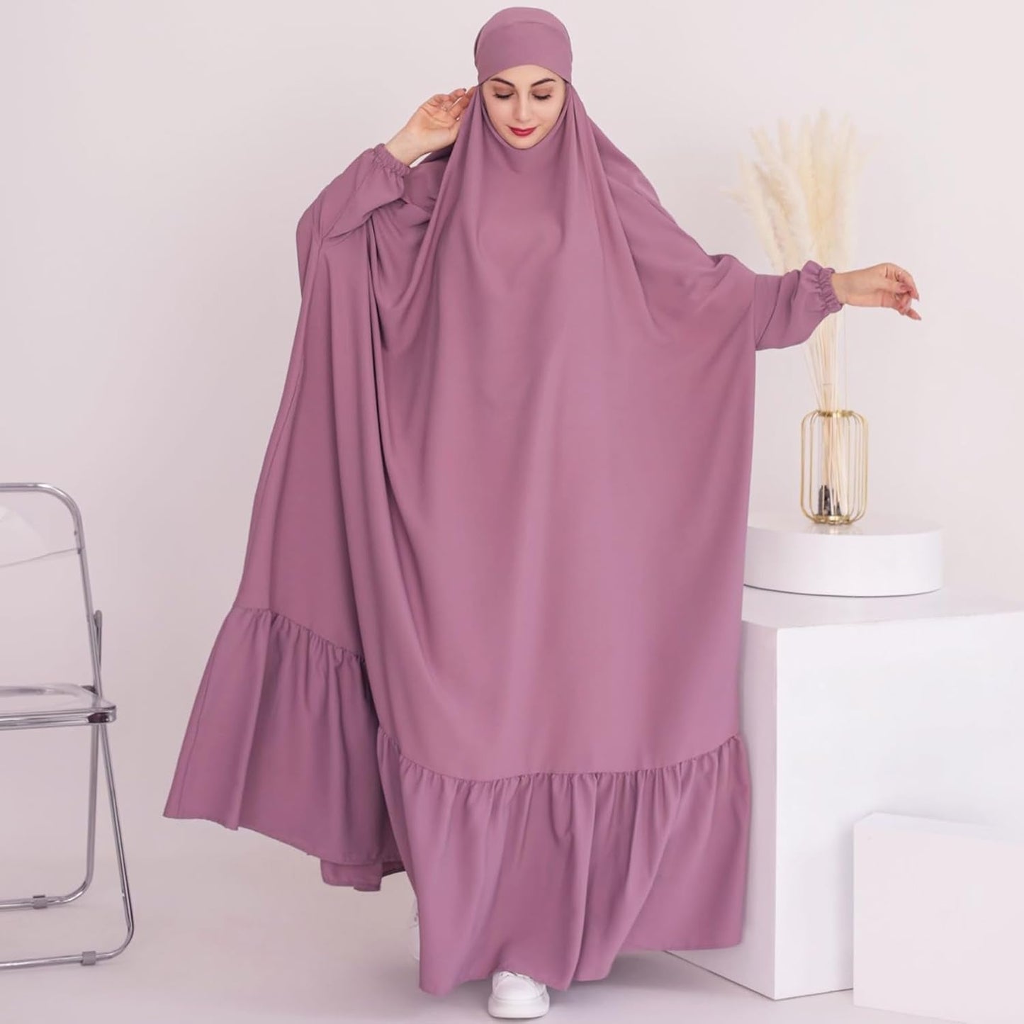 Women Jilbab Islamic Prayer Dress Muslim Dress for Woman Muslim Maxi Abaya Eid Ramadan Formal Gown with Sleeve Prayer Dress