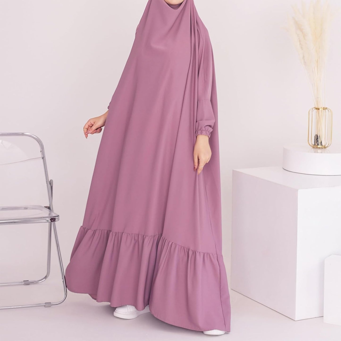 Women Jilbab Islamic Prayer Dress Muslim Dress for Woman Muslim Maxi Abaya Eid Ramadan Formal Gown with Sleeve Prayer Dress - WORLD TIME VISITS
