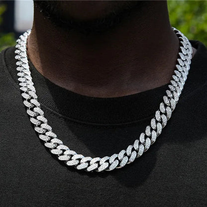 Women Mens Cuban Link Chain Gold Silver Bling Miami Cuban Necklace Diamond Chain for Men Iced-Out Hip Hop Jewelry