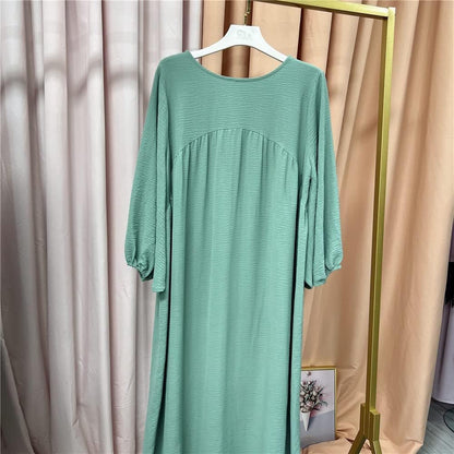 Women Muslim Dress Ramadan Prayer Garment Abaya Dubai Islam Eid Crepe Balloon Sleeve African Turkey Robe without Hijab - WORLD TIME VISITS