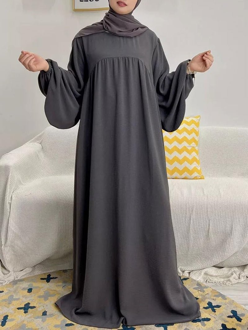 Women Muslim Dress Ramadan Prayer Garment Abaya Dubai Islam Eid Crepe Balloon Sleeve African Turkey Robe without Hijab