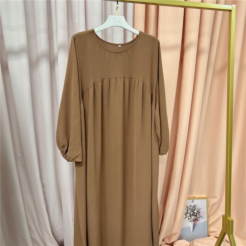 Women Muslim Dress Ramadan Prayer Garment Abaya Dubai Islam Eid Crepe Balloon Sleeve African Turkey Robe without Hijab - WORLD TIME VISITS