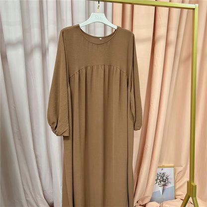 Women Muslim Dress Ramadan Prayer Garment Abaya Dubai Islam Eid Crepe Balloon Sleeve African Turkey Robe without Hijab - WORLD TIME VISITS