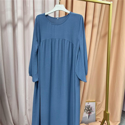 Women Muslim Dress Ramadan Prayer Garment Abaya Dubai Islam Eid Crepe Balloon Sleeve African Turkey Robe without Hijab - WORLD TIME VISITS