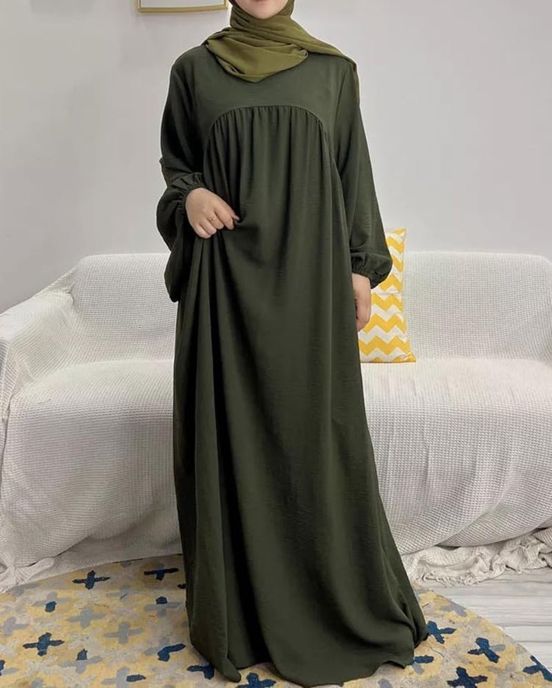 Women Muslim Dress Ramadan Prayer Garment Abaya Dubai Islam Eid Crepe Balloon Sleeve African Turkey Robe without Hijab