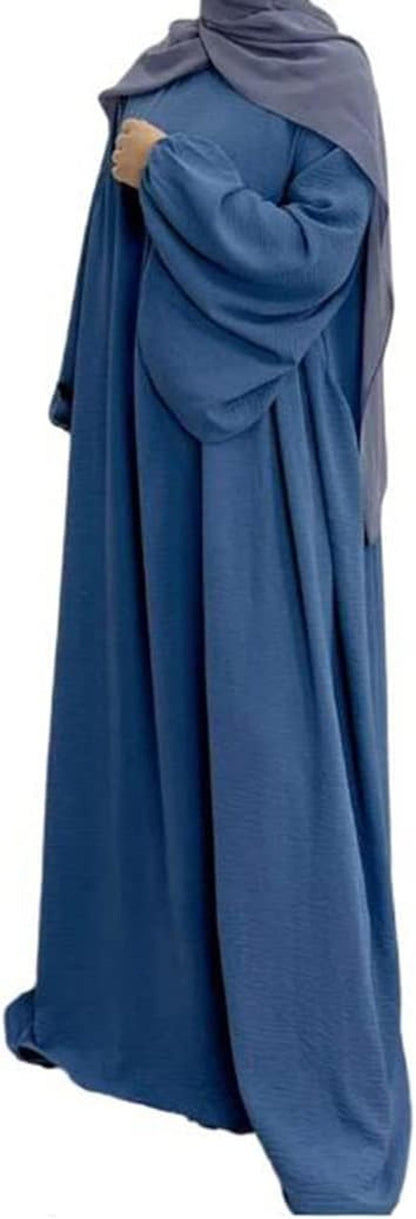 Women Muslim Dress Ramadan Prayer Garment Abaya Dubai Islam Eid Crepe Balloon Sleeve African Turkey Robe without Hijab - WORLD TIME VISITS