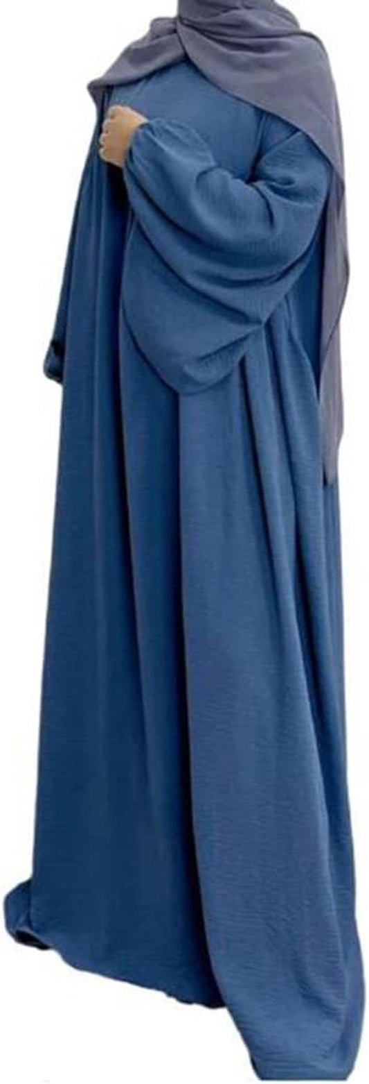 Women Muslim Dress Ramadan Prayer Garment Abaya Dubai Islam Eid Crepe Balloon Sleeve African Turkey Robe without Hijab - WORLD TIME VISITS