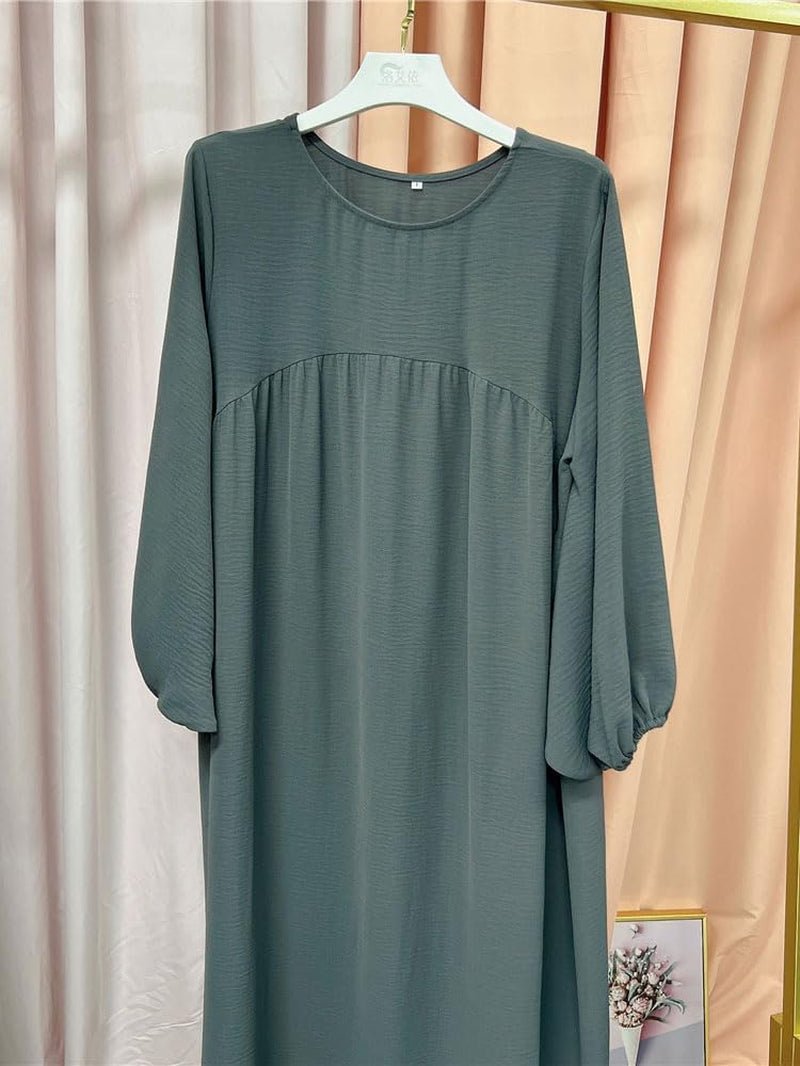 Women Muslim Dress Ramadan Prayer Garment Abaya Dubai Islam Eid Crepe Balloon Sleeve African Turkey Robe without Hijab - WORLD TIME VISITS