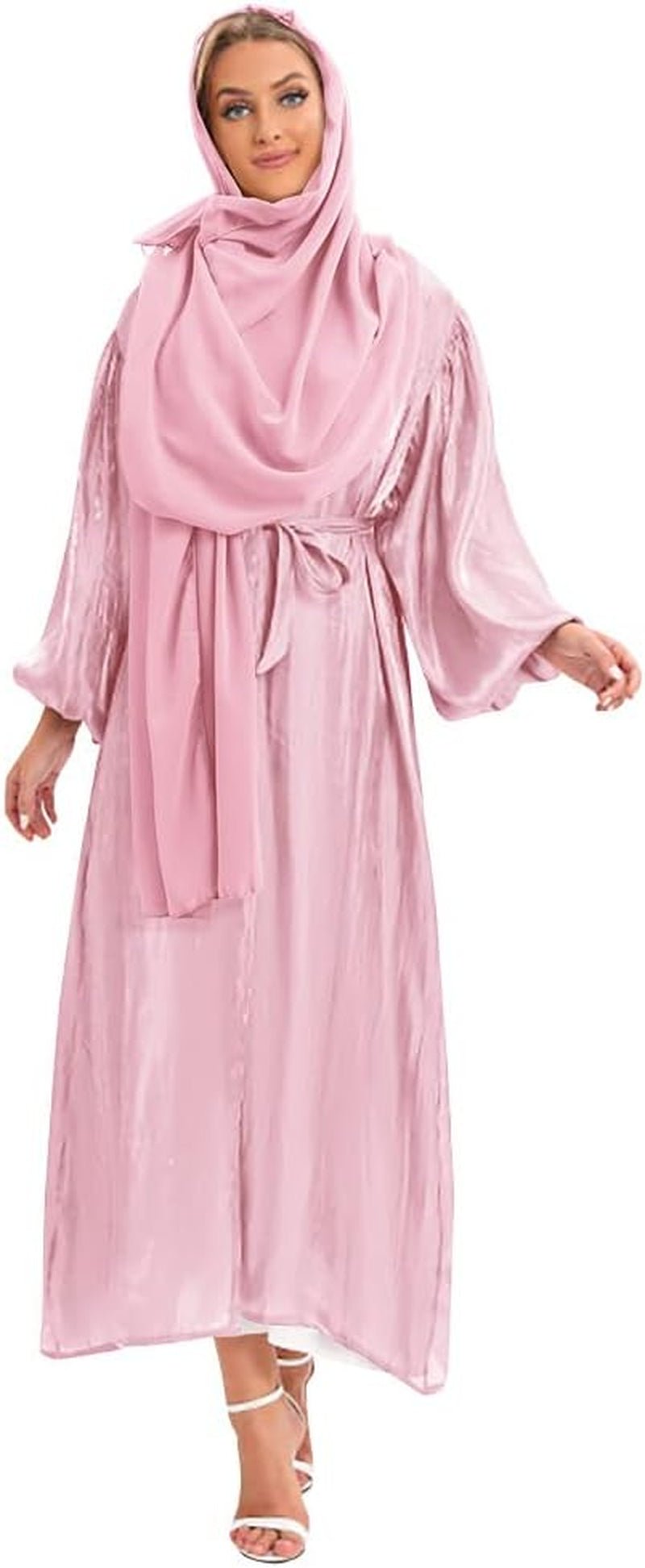 Women Muslim Dubai Hijab Dress Turkey Abayas Robe Bubble Sleeve Eid Open Abaya Islamic Clothing