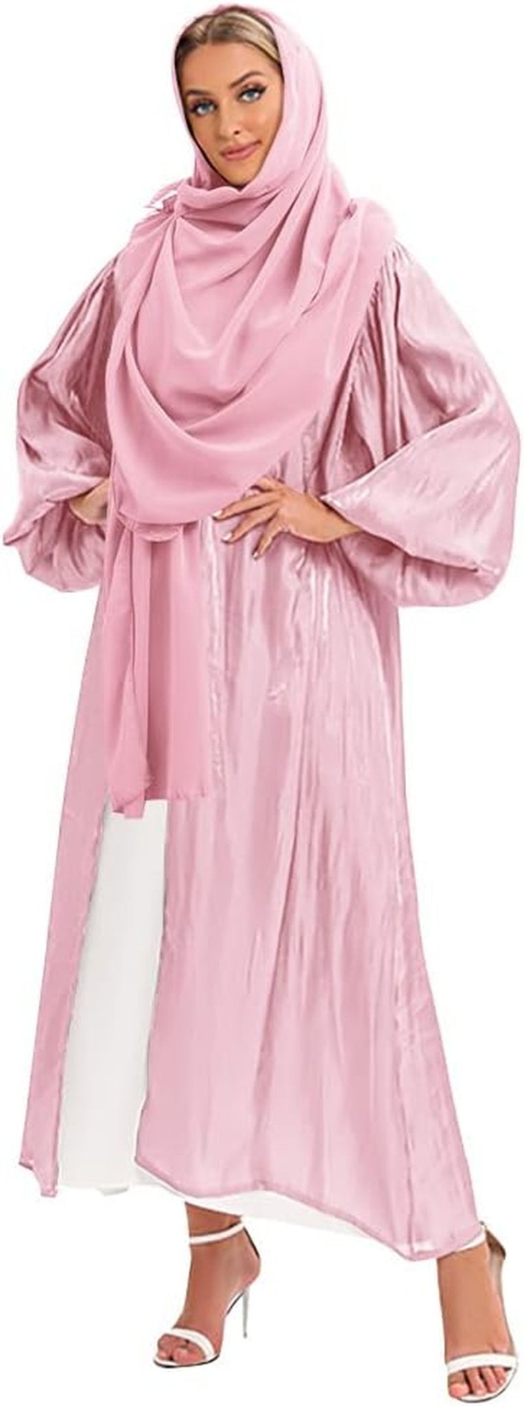 Women Muslim Dubai Hijab Dress Turkey Abayas Robe Bubble Sleeve Eid Open Abaya Islamic Clothing - WORLD TIME VISITS