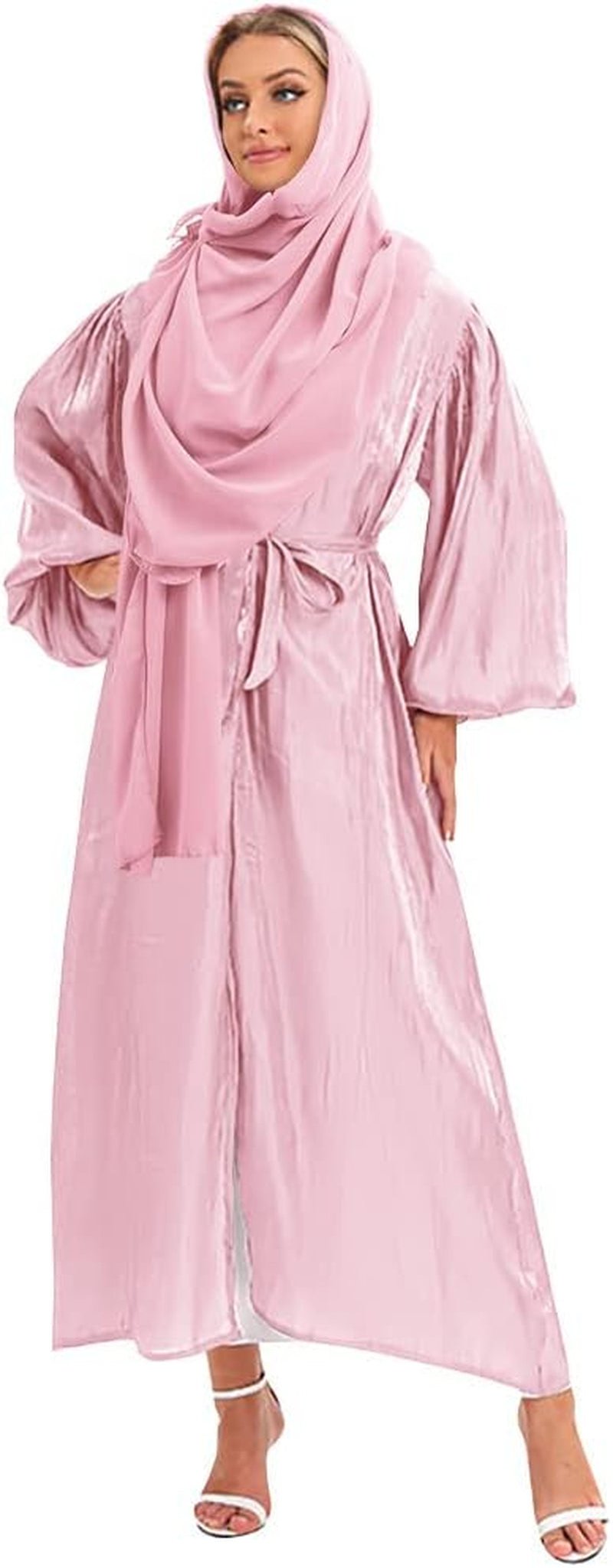 Women Muslim Dubai Hijab Dress Turkey Abayas Robe Bubble Sleeve Eid Open Abaya Islamic Clothing - WORLD TIME VISITS