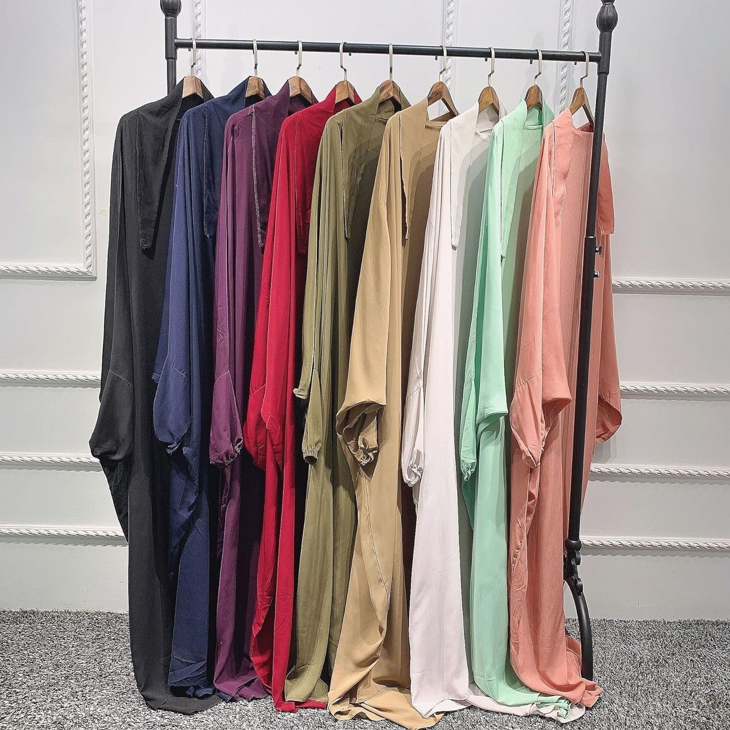 Women Muslim One-Piece Loose Full Cover Long Dress One-Size Overall Hijab Hooded Prayer Dress