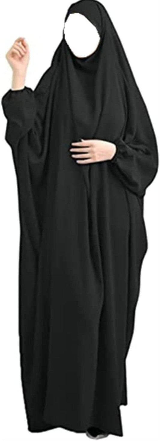 Women Muslim One - Piece Loose Full Cover Long Dress One - Size Overall Hijab Hooded Prayer Dress - WORLD TIME VISITS