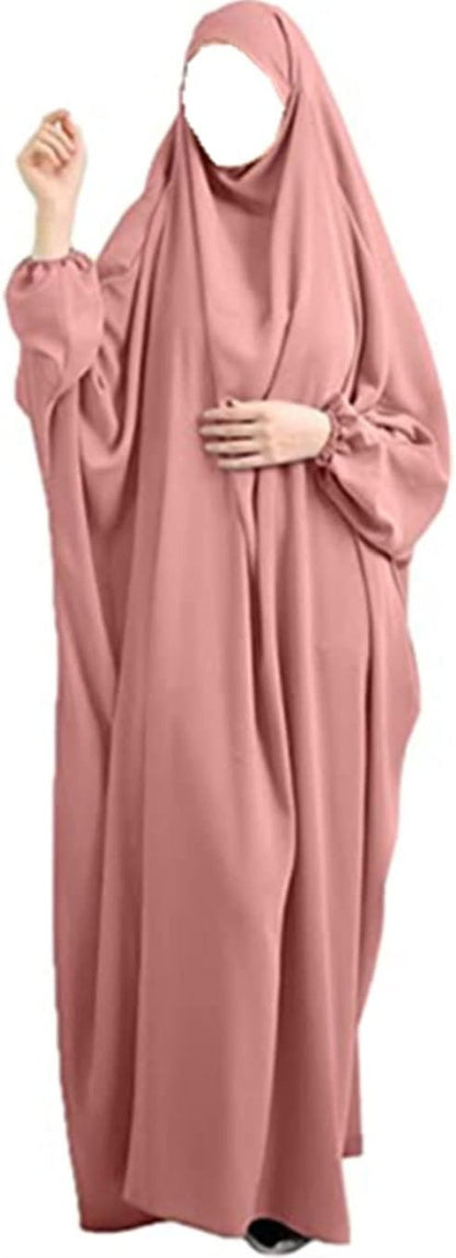 Women Muslim One - Piece Loose Full Cover Long Dress One - Size Overall Hijab Hooded Prayer Dress - WORLD TIME VISITS