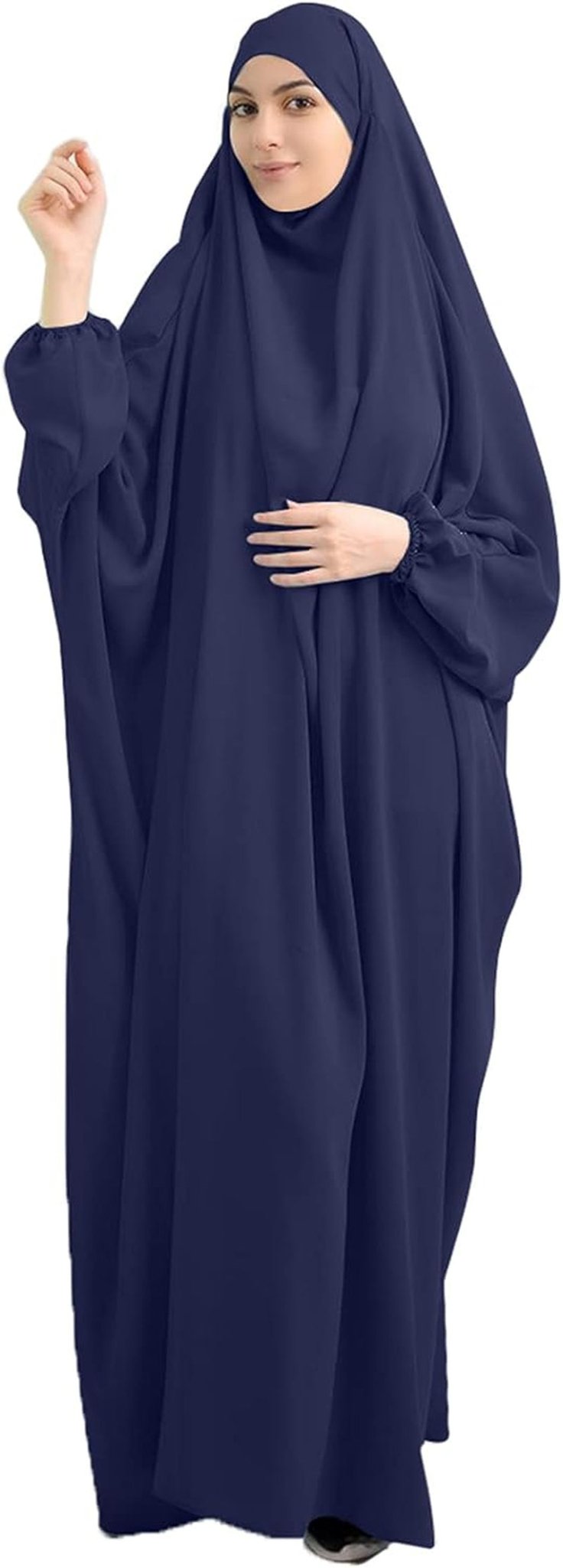 Women Muslim One - Piece Loose Full Cover Long Dress One - Size Overall Hijab Thobe Hooded Dress - WORLD TIME VISITS