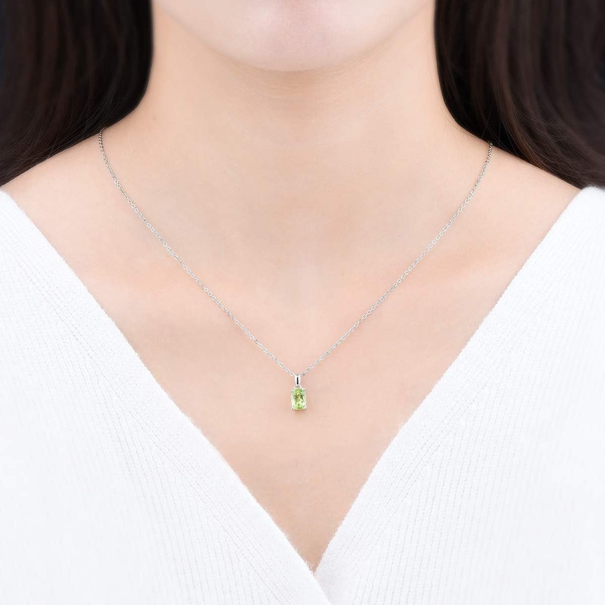 Women Pendant Necklace Sterling Silver Solid 925 Setting Cushion Cut 7X5Mm Natural Gemstone Birthstone Pendants Rhodium Plated Classic Fine Jewelry for Her - WORLD TIME VISITS