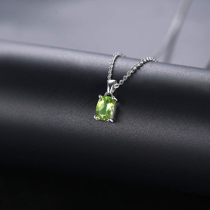 Women Pendant Necklace Sterling Silver Solid 925 Setting Cushion Cut 7X5Mm Natural Gemstone Birthstone Pendants Rhodium Plated Classic Fine Jewelry for Her