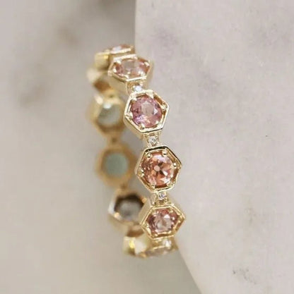 Womenring Pink Sapphire Jewelry Anniversary Proposal Promise Gift Bride Engagement Wedding