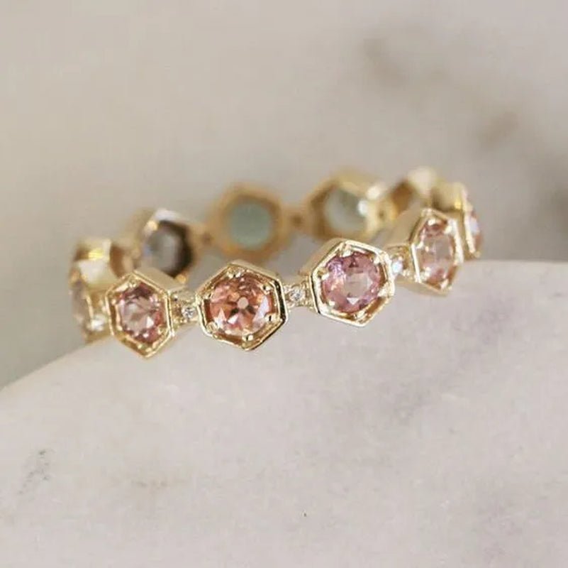 Womenring Pink Sapphire Jewelry Anniversary Proposal Promise Gift Bride Engagement Wedding - WORLD TIME VISITS