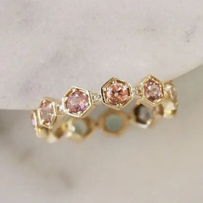 Womenring Pink Sapphire Jewelry Anniversary Proposal Promise Gift Bride Engagement Wedding