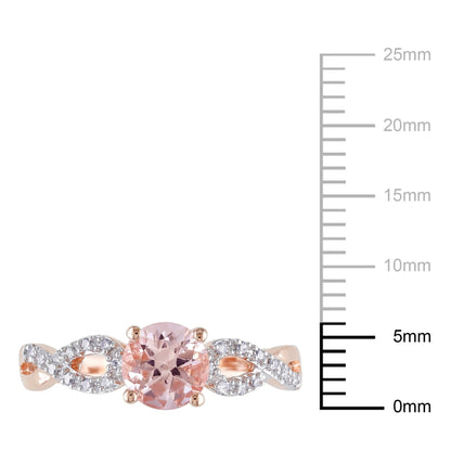 Women'S 1 CT Morganite & 1/10 CT T.W. Diamond 10Kt Rose Gold Infinity Engagement Ring