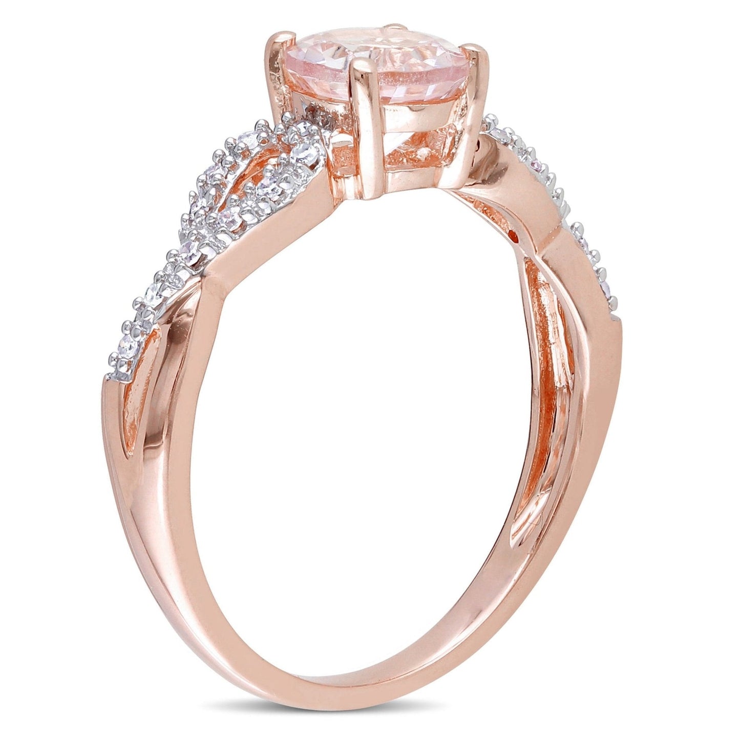 Women'S 1 CT Morganite & 1/10 CT T.W. Diamond 10Kt Rose Gold Infinity Engagement Ring