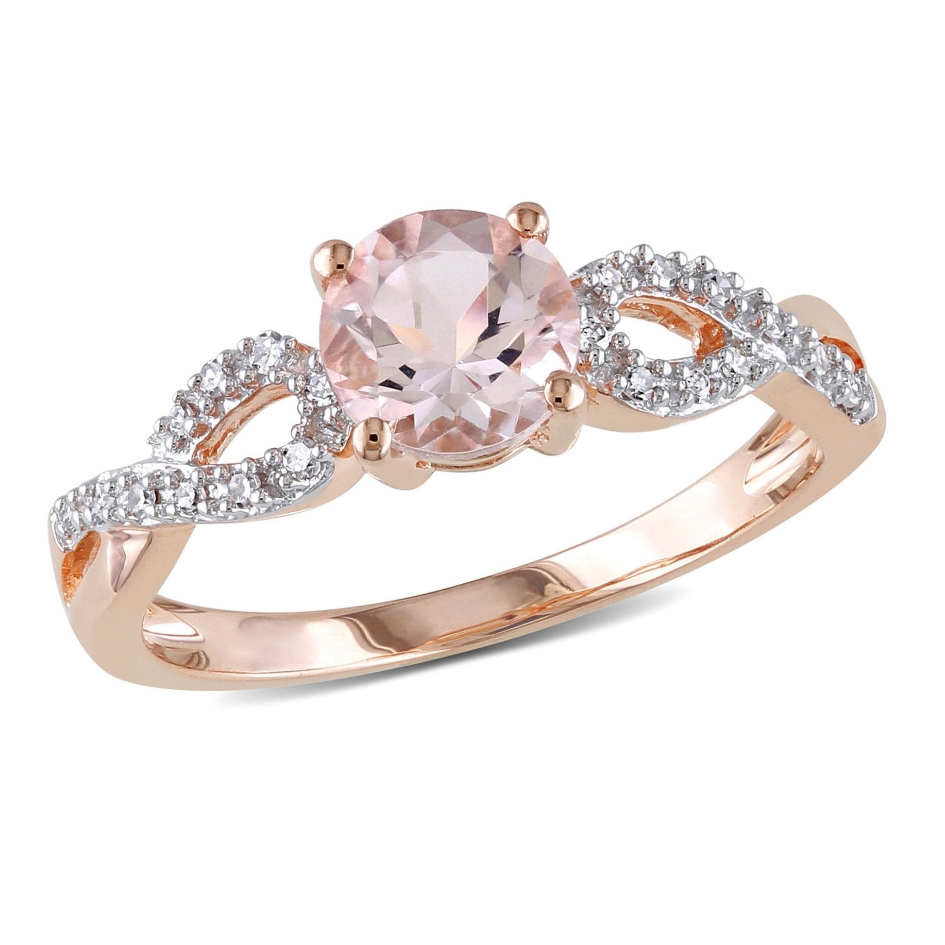 Women'S 1 CT Morganite & 1/10 CT T.W. Diamond 10Kt Rose Gold Infinity Engagement Ring - WORLD TIME VISITS
