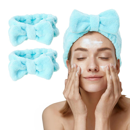 Women'S 2 Pack Microfiber Towel Headband - Spa Headband for Washing Face, Skin Care, Makeup, and Messy Hair Wrap - Preppy Stuff Shower Hair Accessories - WORLD TIME VISITS