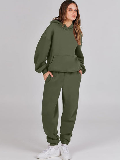 Womens 2 Piece Outfits Lounge Hoodie Oversized Sweatshirt Jogger Sweatpants Y2K Tracksuit Sweatsuit Set Fall Clothes - WORLD TIME VISITS