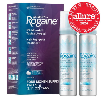 Women'S 5% Minoxidil Foam, Topical Once - A - Day Hair Loss Treatment for Women to Regrow Fuller, Thicker Hair, Unscented, 4 - Month Supply, 2 X 2.11 Oz - WORLD TIME VISITS