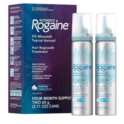 Women'S 5% Minoxidil Foam, Topical Once - A - Day Hair Loss Treatment for Women to Regrow Fuller, Thicker Hair, Unscented, 4 - Month Supply, 2 X 2.11 Oz - WORLD TIME VISITS