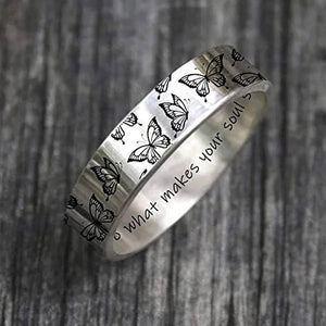 Women's Butterfly Ring, No Diamonds Butterfly Ring, 925 Sterling Silver Engagement Ring, Wedding Rings, Fashion Jewelry, Size 5 6 7 8 9 10