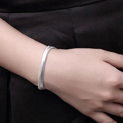 Women's Charm 925 Sterling Silver 6MM Fine Soft Flat Snake Chain Bracelets Elegant Necklace Bridal Wedding Jewelry Set