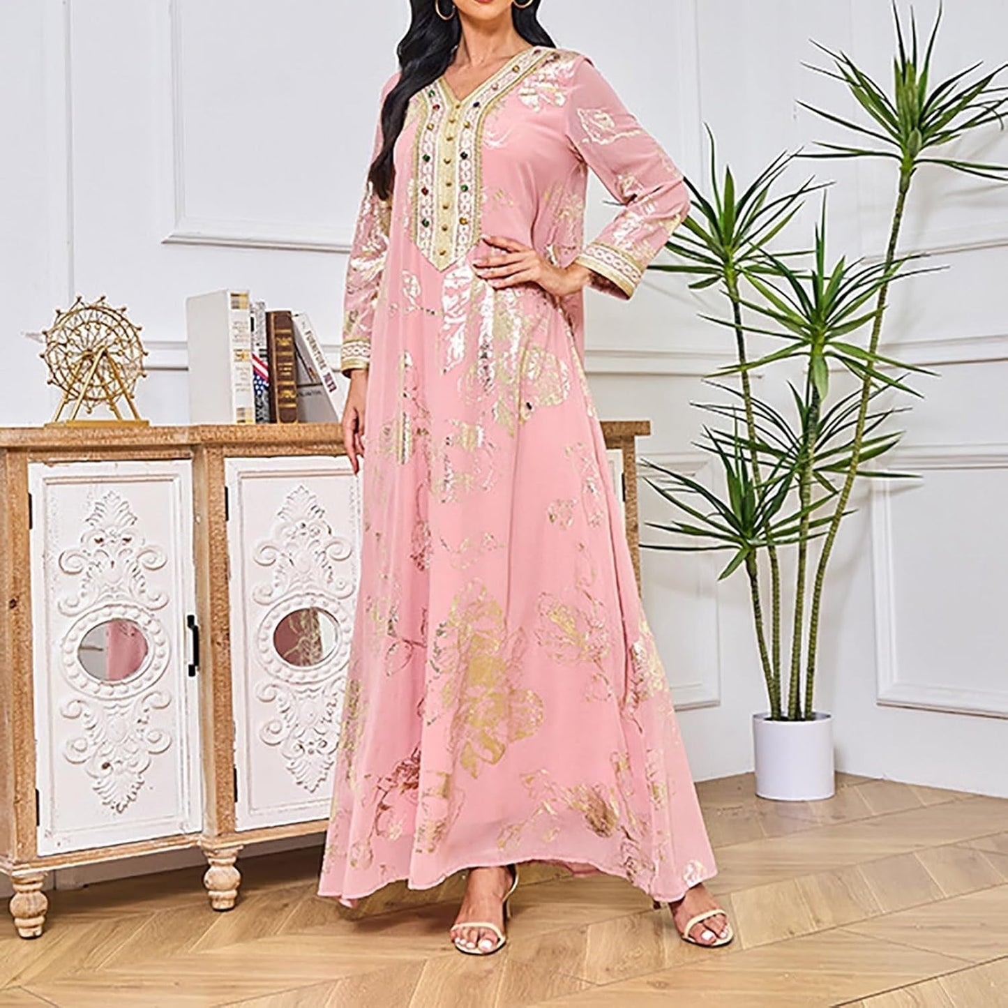 Women'S Chiffon Kaftan Abaya Dress Muslim Long Sleeve Self Tie Flowy Maxi Dress Abaya Casual Dress Dubai Outfits