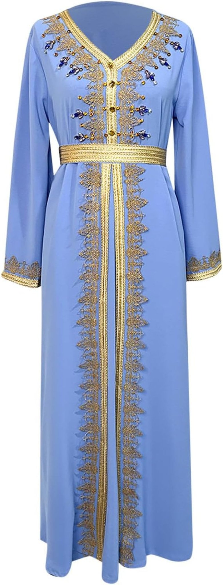 Women'S Chiffon Kaftan Abaya Dress Muslim Long Sleeve Self Tie Flowy Maxi Dress Abaya Casual Dress Dubai Outfits