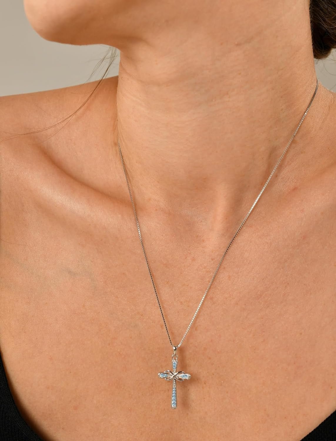 Women'S Cross Necklace 925 Sterling Silver Infinity Pendant Birthstone Criss Jewelry - WORLD TIME VISITS