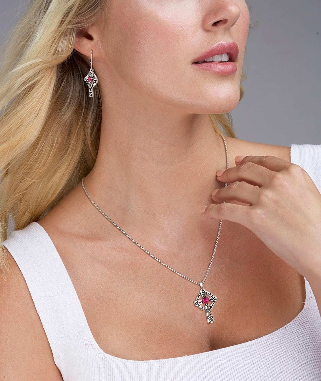 Women'S Cross Pendant Necklace Sterling Silver Celtic Knot Filigree Infinity Cubic Zirconia Crucifix Jewelry