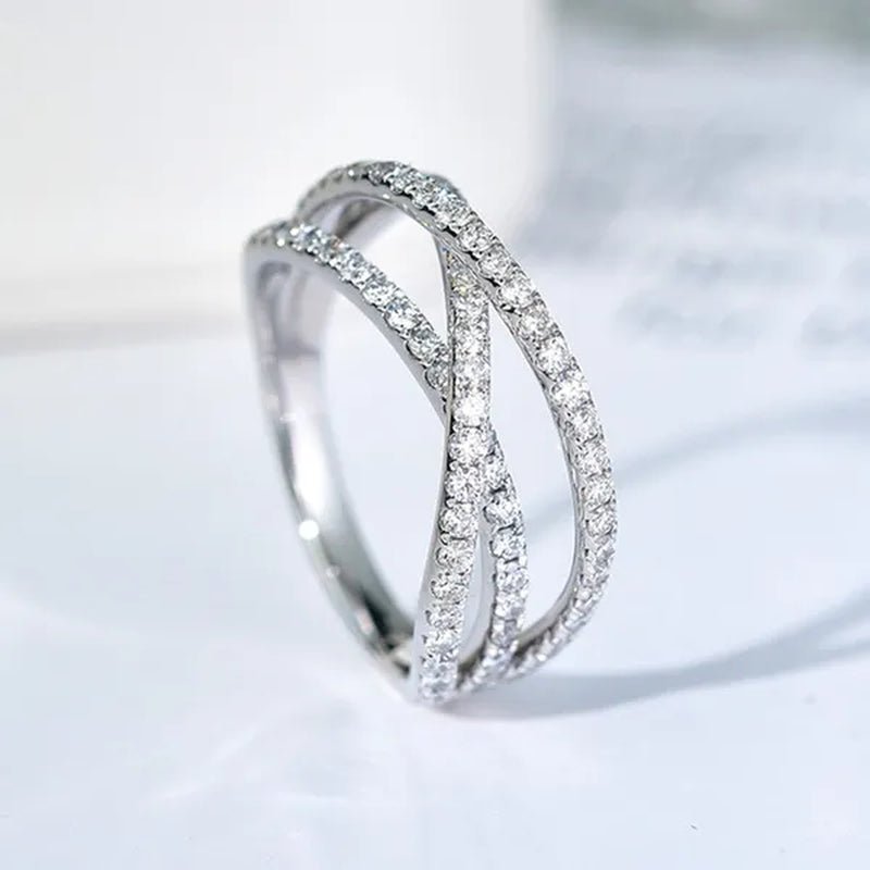Women's Fashion 925 Sterling Silver Twisted White Sapphire Ring Elegant Female Bride Proposal Engagement Wedding Diamond Rings for Women Bride Jewelry Party Gift