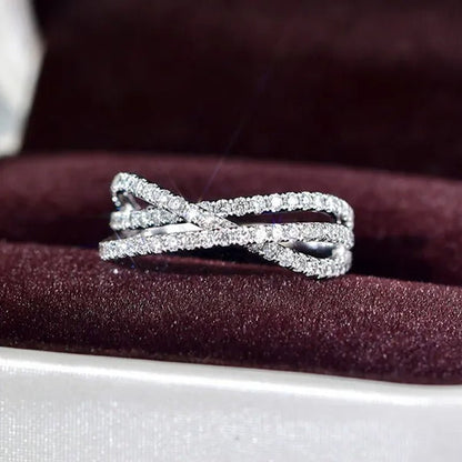 Women's Fashion 925 Sterling Silver Twisted White Sapphire Ring Elegant Female Bride Proposal Engagement Wedding Diamond Rings for Women Bride Jewelry Party Gift