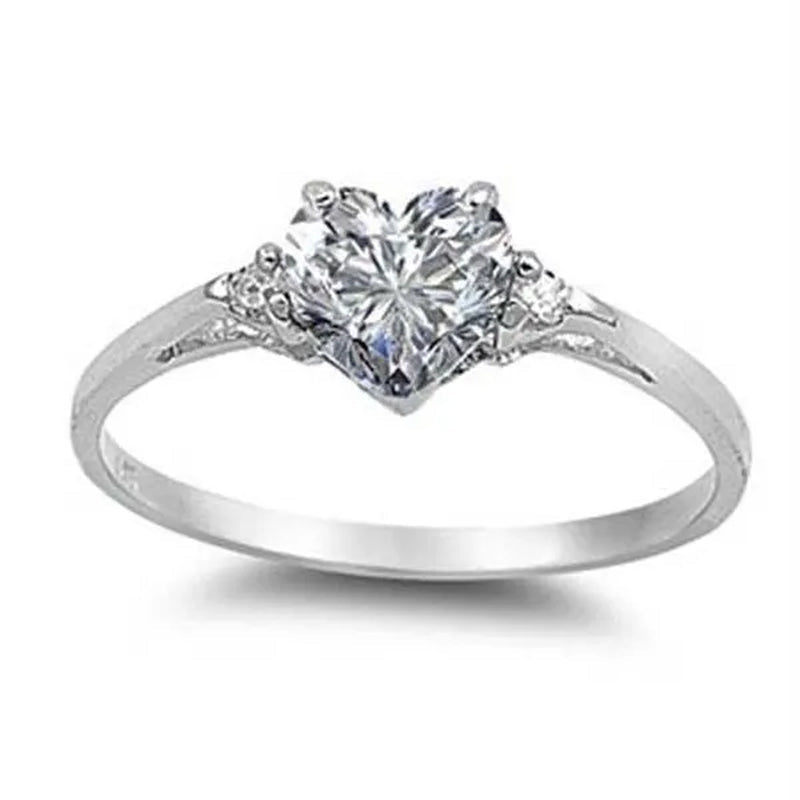 Women'S Fashion Silver Heart White Sapphire Promise Ring Wedding Rings for Women Size 6 7 8 9 10 - WORLD TIME VISITS