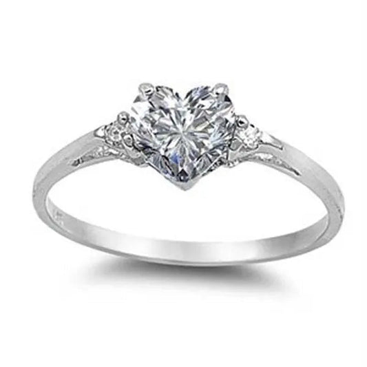 Women'S Fashion Silver Heart White Sapphire Promise Ring Wedding Rings for Women Size 6 7 8 9 10 - WORLD TIME VISITS