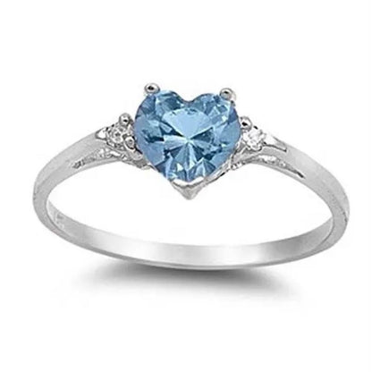 Women'S Fashion Silver Heart White Sapphire Promise Ring Wedding Rings for Women Size 6 7 8 9 10