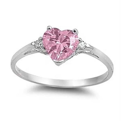 Women'S Fashion Silver Heart White Sapphire Promise Ring Wedding Rings for Women Size 6 7 8 9 10