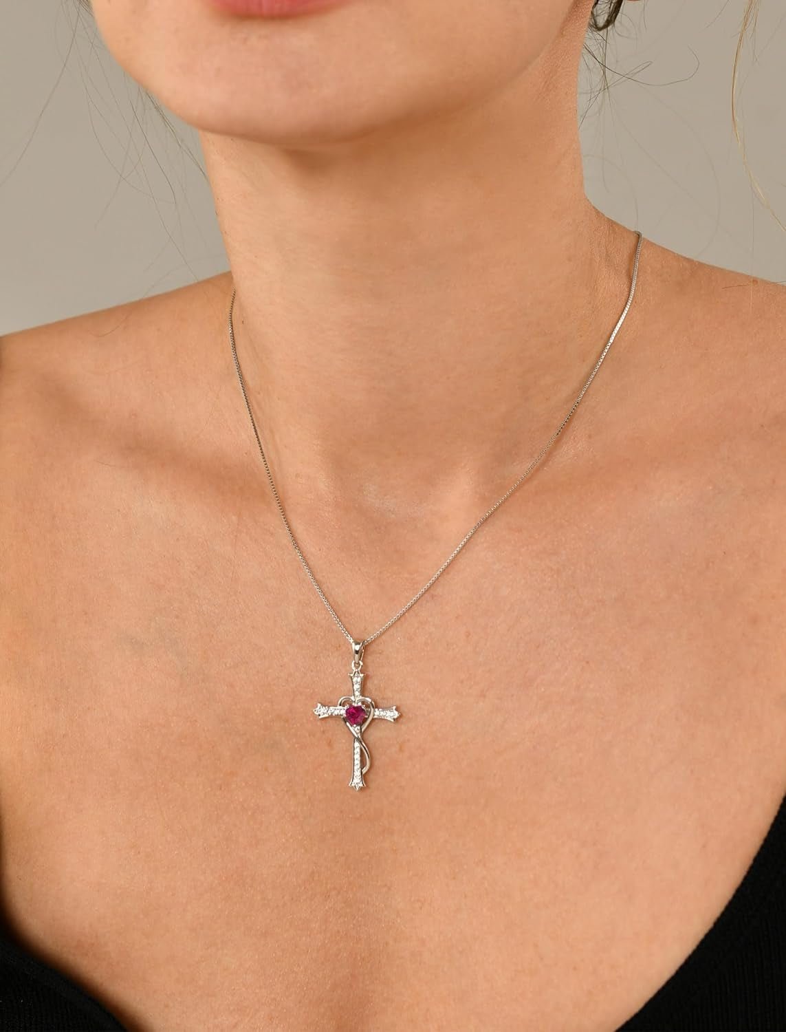 Women'S Heart Cross Necklace 925 Sterling Silver Cubic Zirconia Knot Pendant Crucifix Jewelry for Women - WORLD TIME VISITS